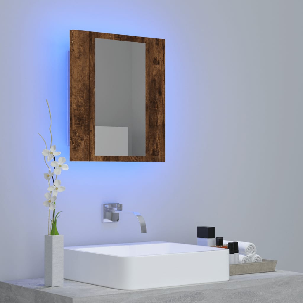 vidaXL Veidrodinė LED vonios spintelė, ąžuolo, 40x12x45cm, mediena