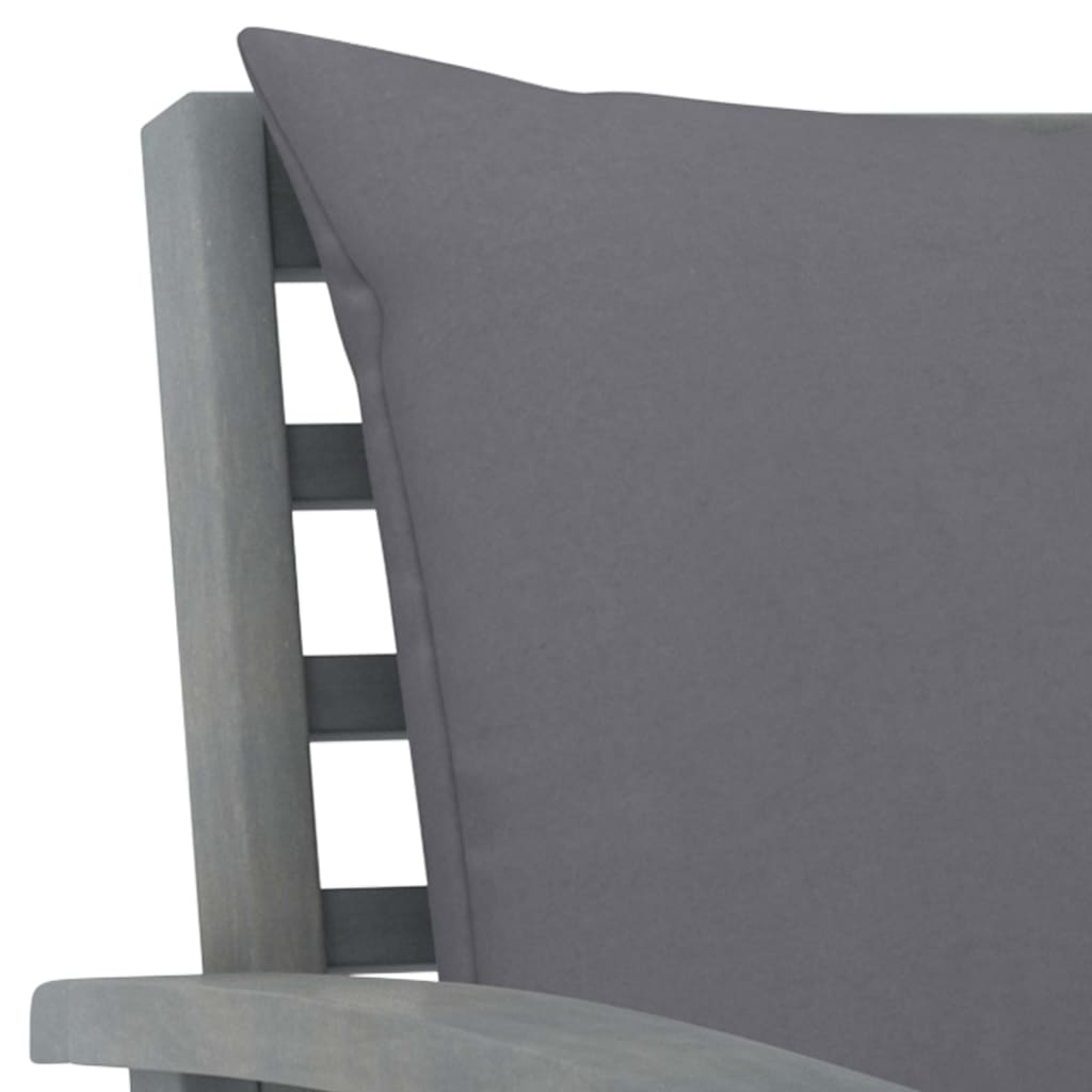vidaXL Sodo kėdės su pilkomis pagalvėmis, 2vnt., akacijos masyvas