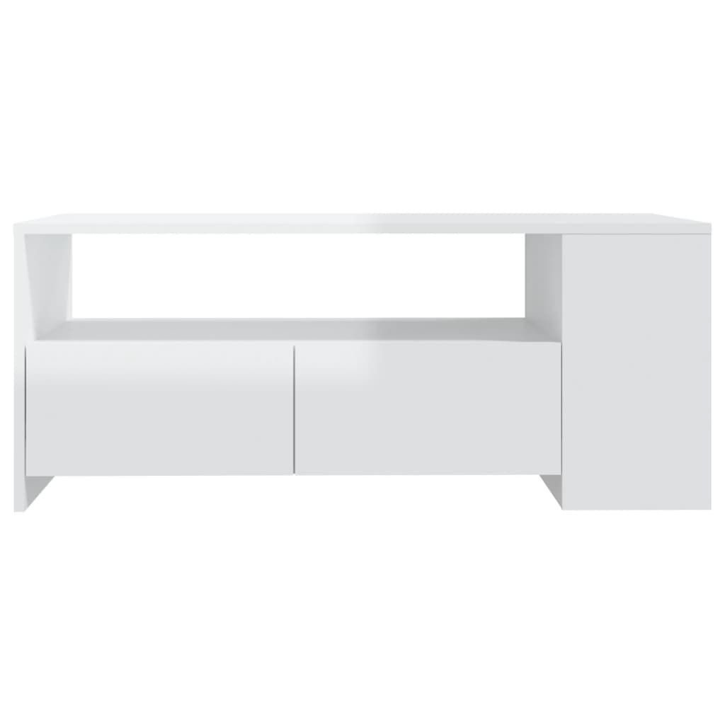 vidaXL Kavos staliukas, baltas, 102x55x42cm, apdirbta mediena, blizgus