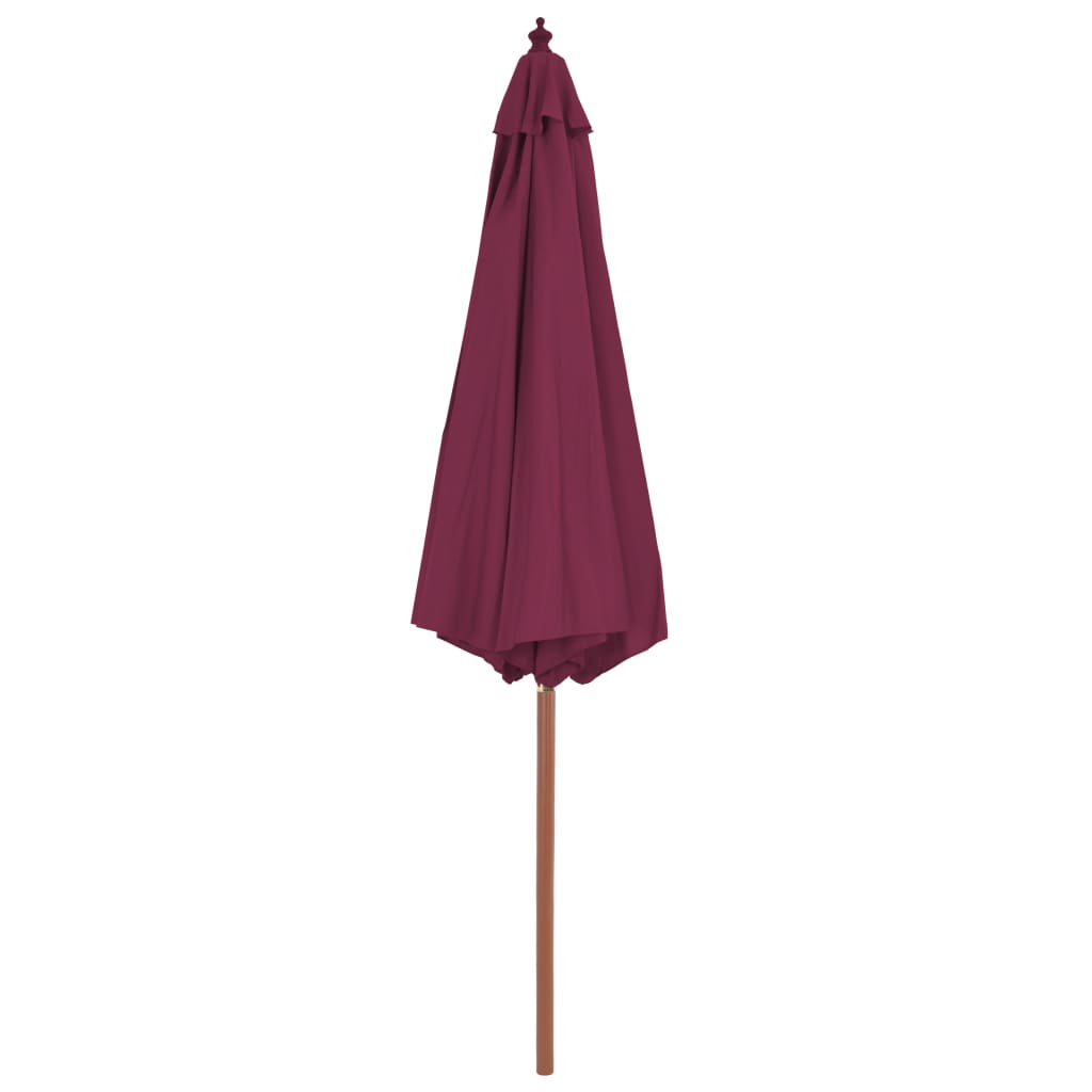 vidaXL Lauko skėtis su mediniu stulpu, 300 cm, raudono vyno spalvos