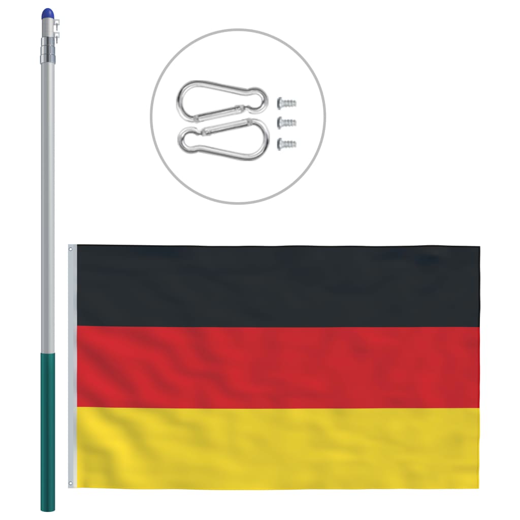 vidaXL Vokietijos vėliava su stiebu, aliuminis, 6m
