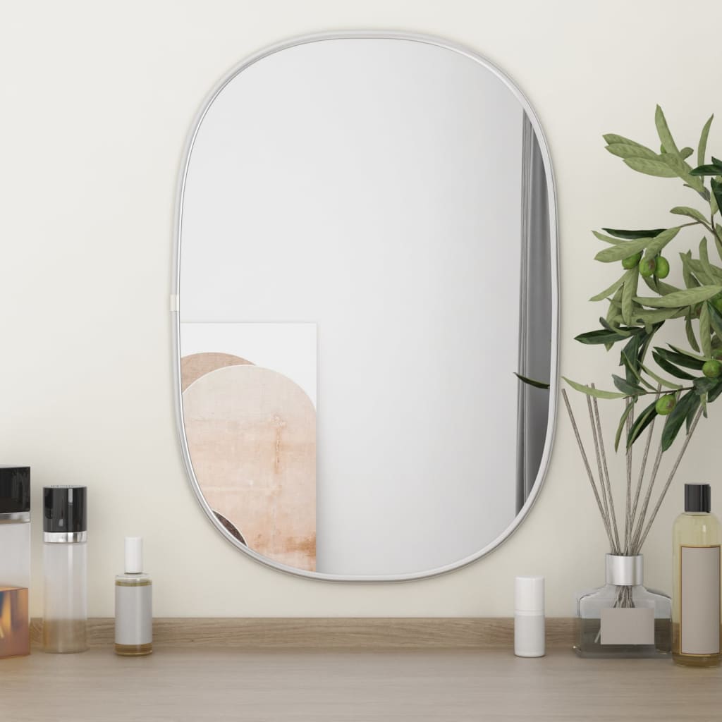 vidaXL Sieninis veidrodis, sidabrinės spalvos, 50x35cm