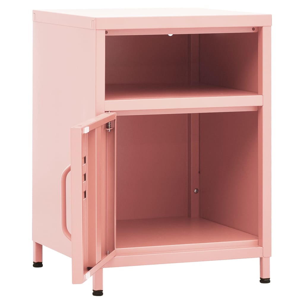 vidaXL Naktiniai staliukai, 2vnt., rožiniai, 35x35x51cm, plienas