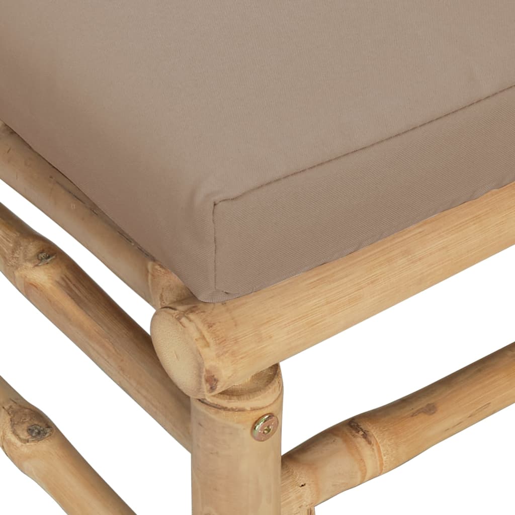 vidaXL Vidurinė sodo sofos dalis su taupe pagalvėlėmis, bambukas