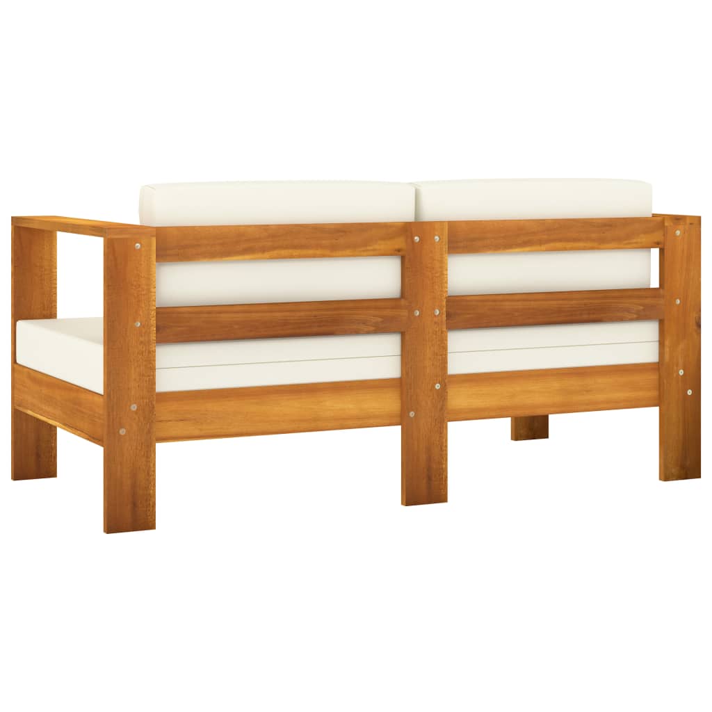 vidaXL Sodo komplektas su kreminėmis pagalvėlėmis, 5 dalių, mediena