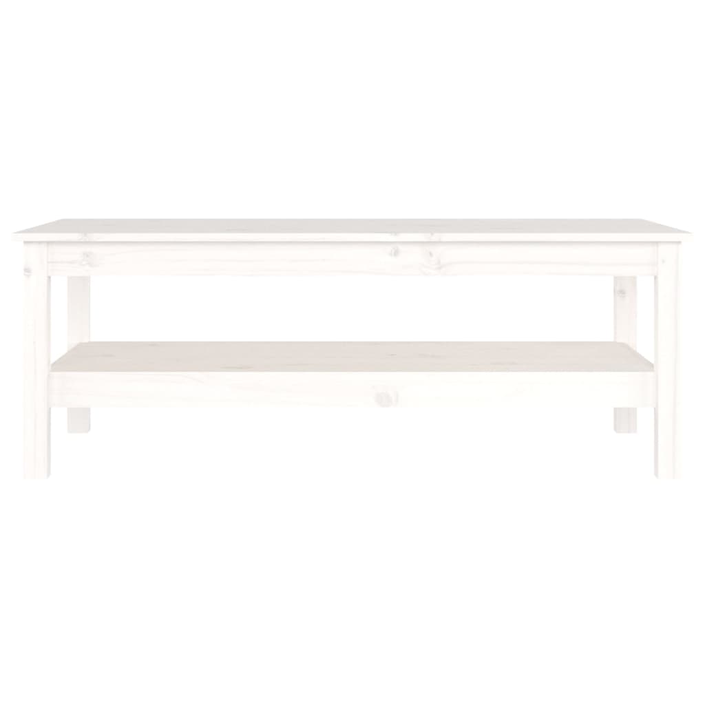 vidaXL Kavos staliukas, baltas, 110x50x40cm, pušies medienos masyvas