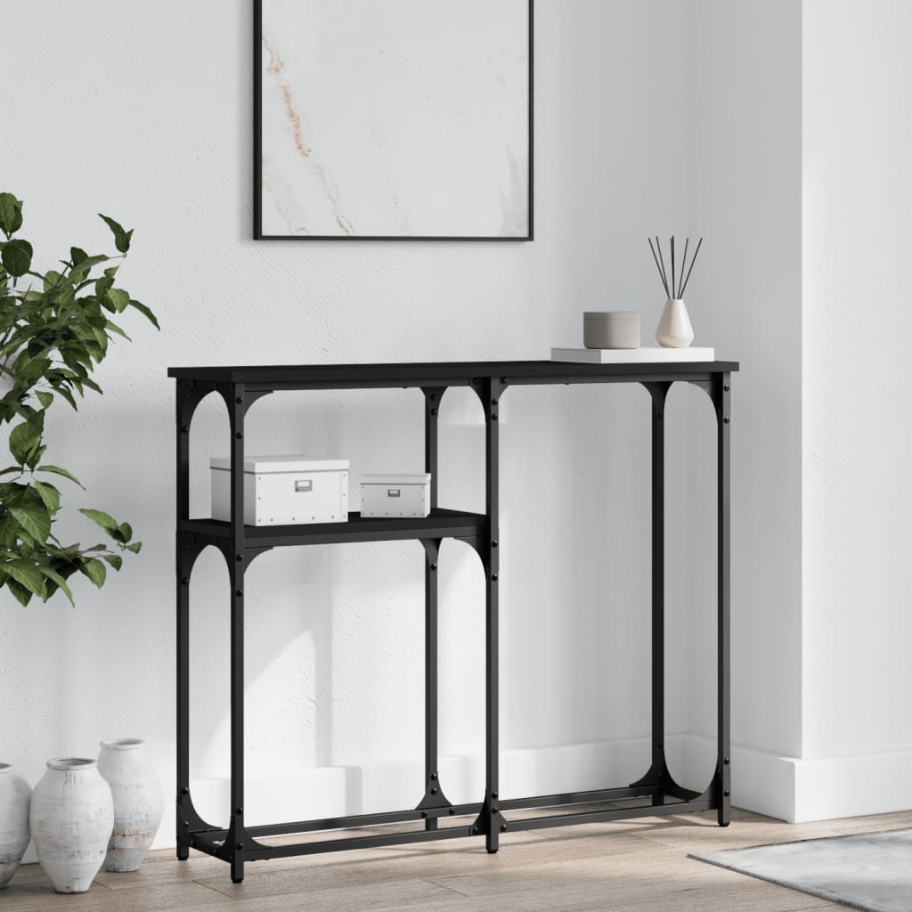 vidaXL Konsolinis staliukas, juodas, 90x22,5x75cm, apdirbta mediena