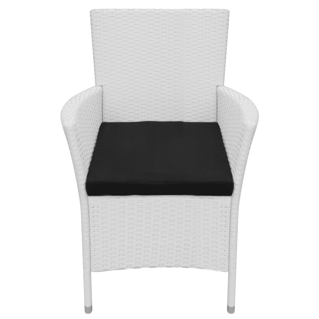 vidaXL Sodo kėdės su pagalvėlėmis, 2 vnt., ratanas, baltos