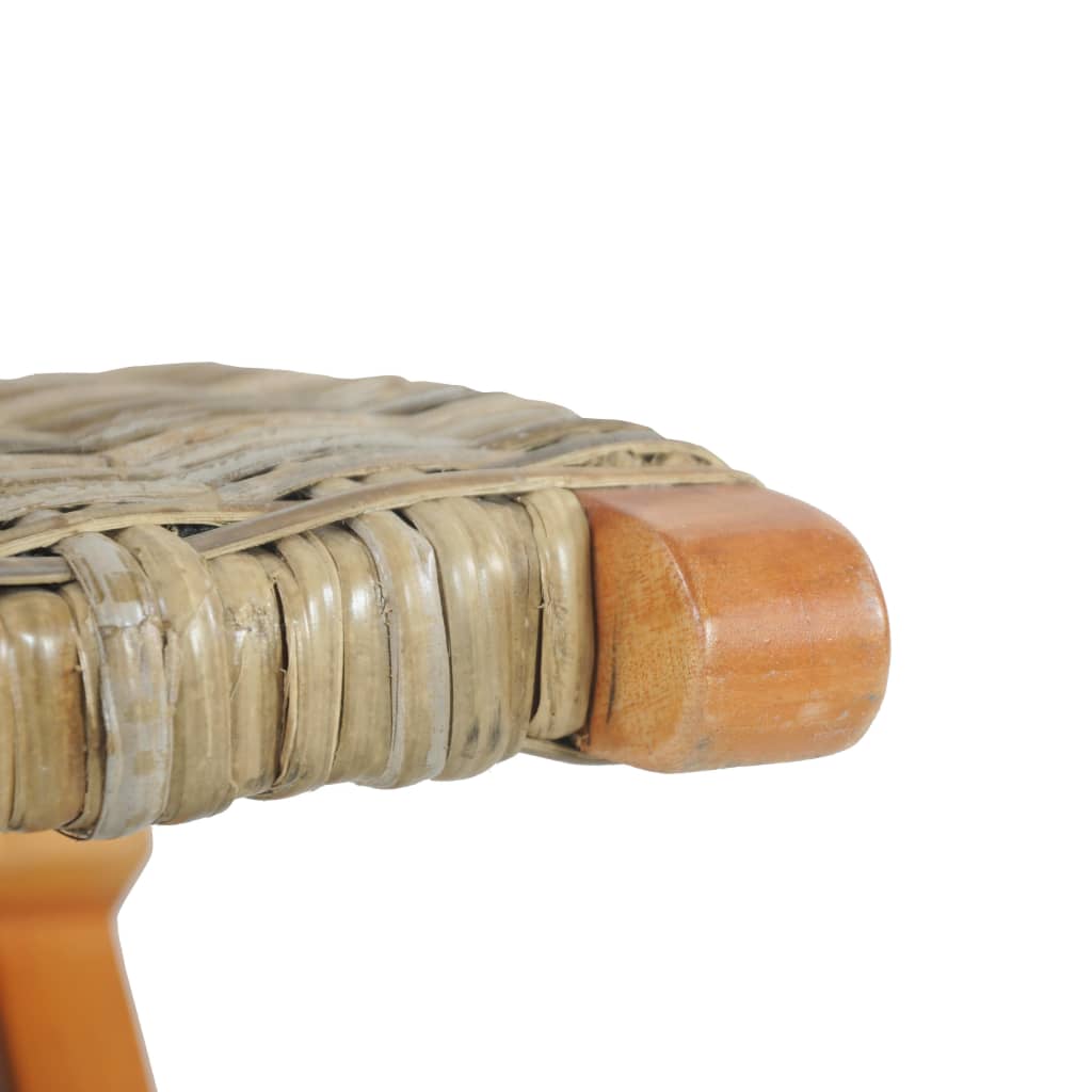 vidaXL Poilsio kėdė, natūralus Kubu ratanas ir raudonmedžio masyvas