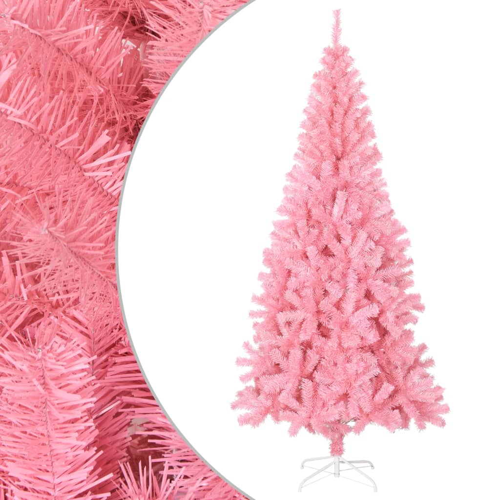 vidaXL Dirbtinė Kalėdų eglutė su stovu, rožinės spalvos, 210cm, PVC