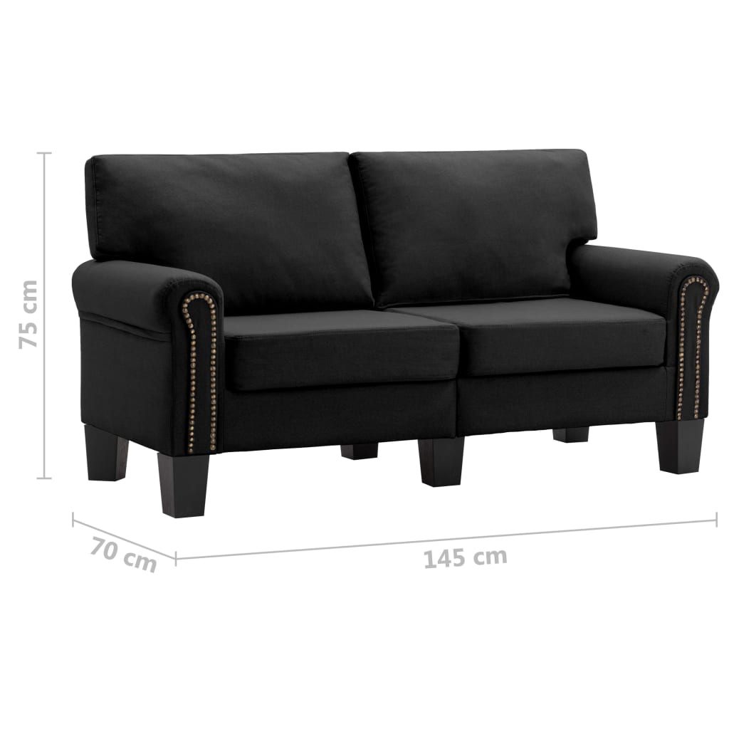 vidaXL Dvivietė sofa, juodos spalvos, audinys
