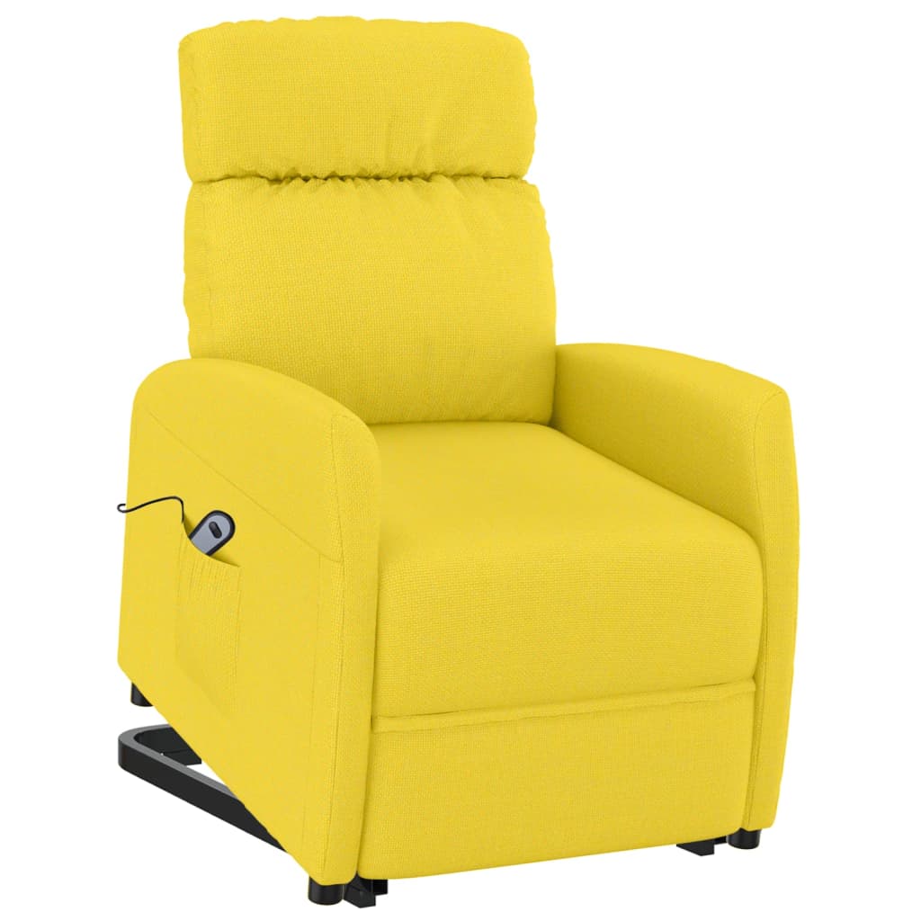 vidaXL Atsistojantis krėslas, šviesiai geltonos spalvos, audinys