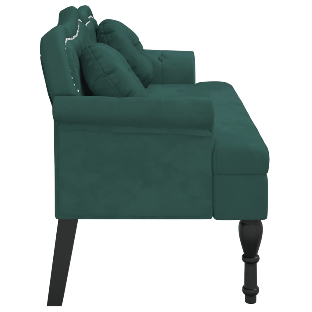 vidaXL Suoliukas su pagalvėlėmis, žalias, 120,5x65x75cm, aksomas