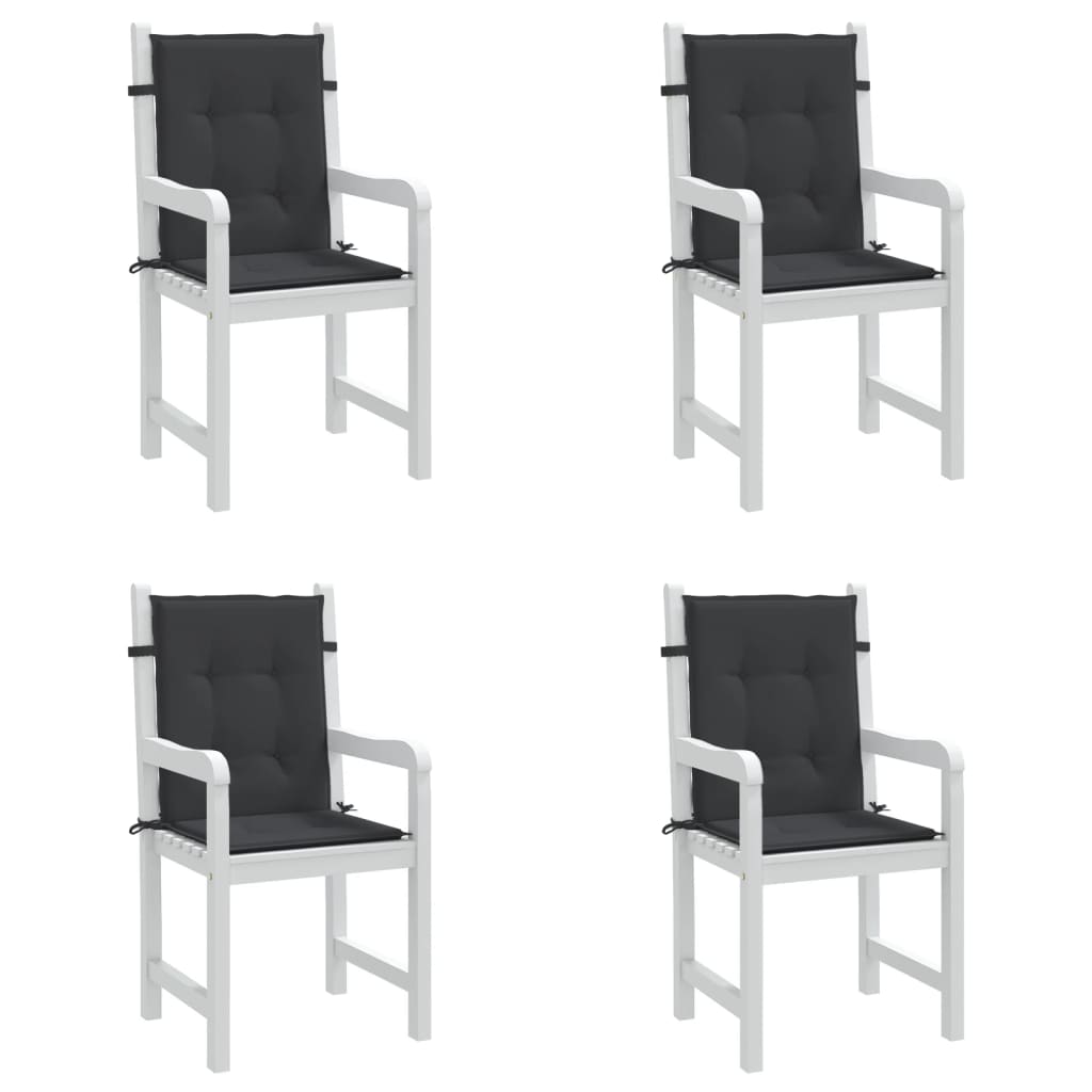 vidaXL Sodo kėdės pagalvėlės, 4vnt., juodos, 100x50x3cm, audinys