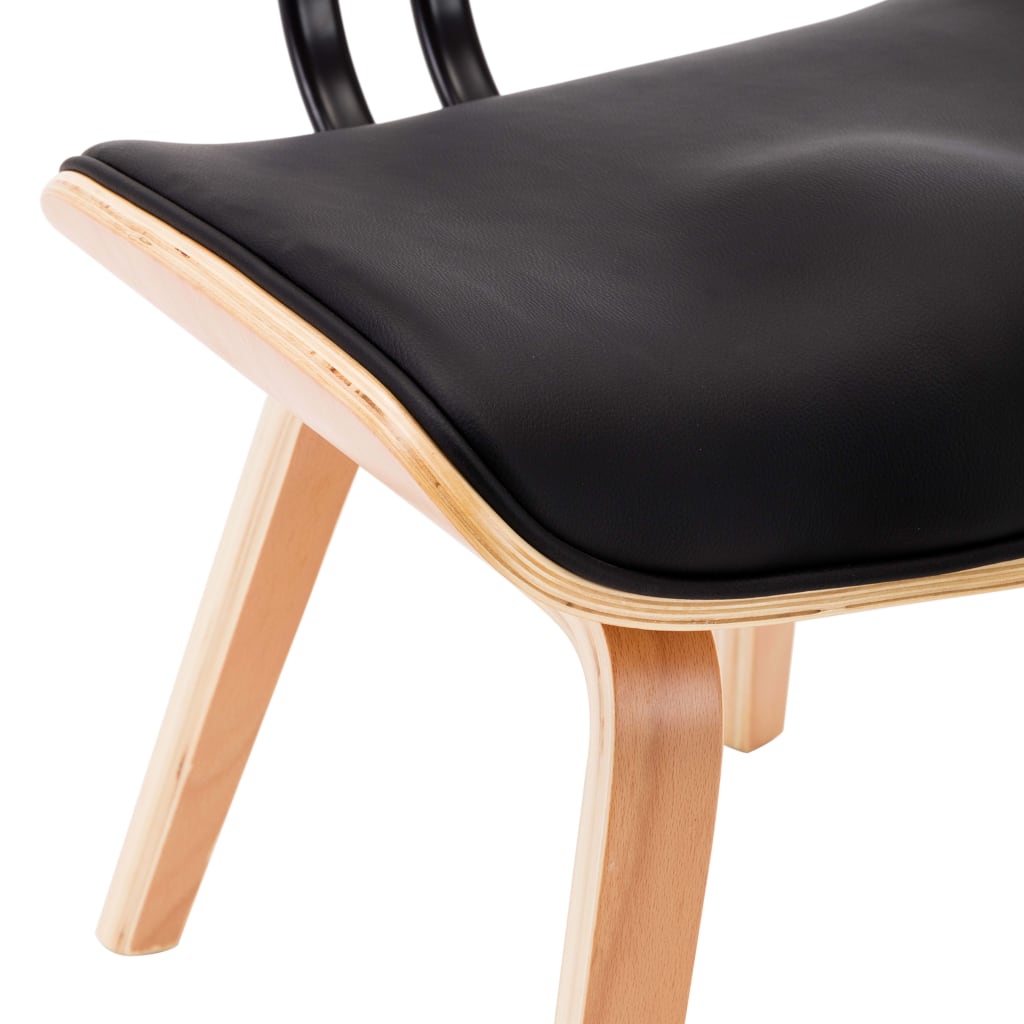 vidaXL Valgomojo kėdės, 2vnt., juodos, išlenkta mediena, dirbtinė oda