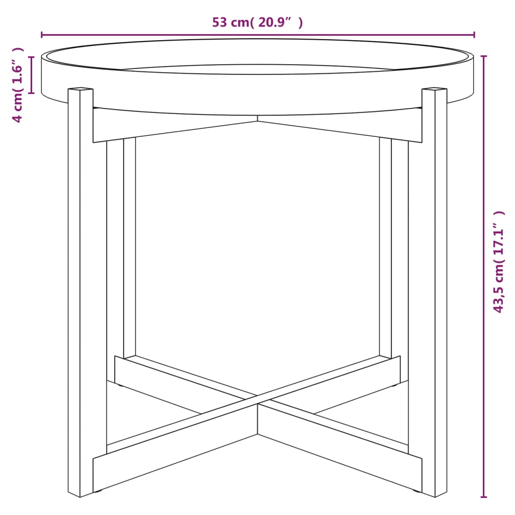 vidaXL Kavos staliukas, juodas, 53x53x43,5cm, apdirbta mediena/pušis