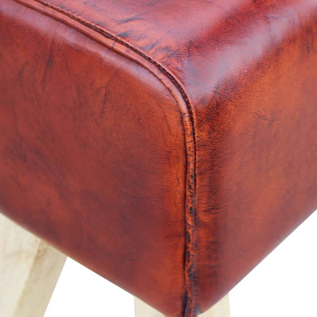 vidaXL Kėdutė, rudos spalvos, tikra oda, 60x30x50 cm