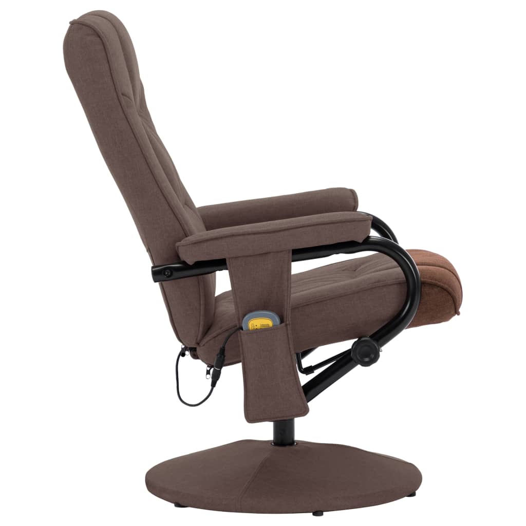 vidaXL Atlošiamas masažinis krėslas su pakoja, rudas, audinys
