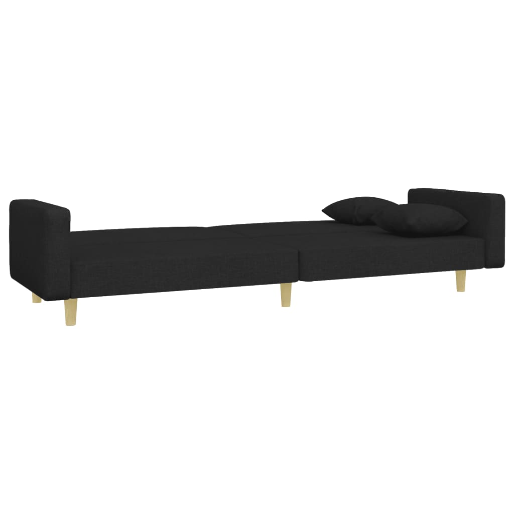 vidaXL Dvivietė sofa-lova su pakoja, juodos spalvos, audinys