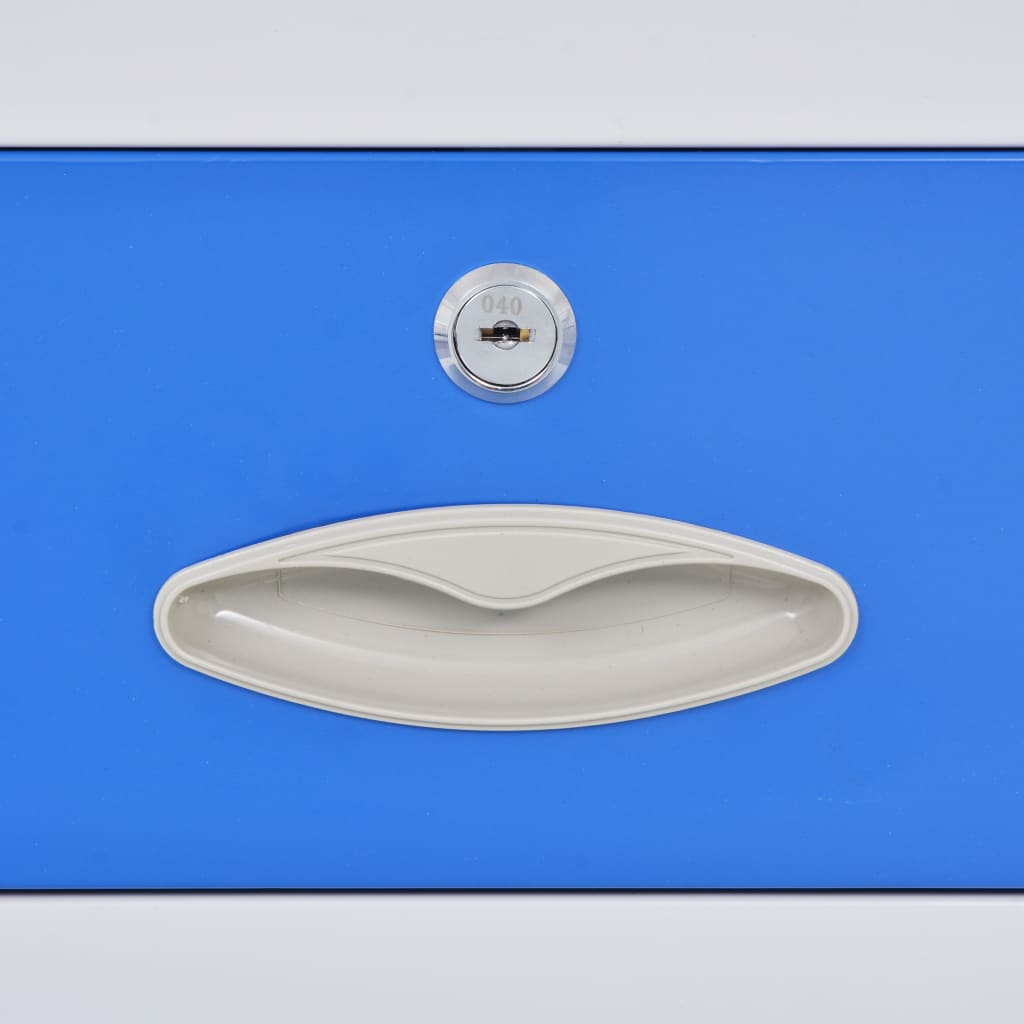 vidaXL Biuro spintelė su 4 dur., metalas, 90x40x180cm, pilka ir mėlyna
