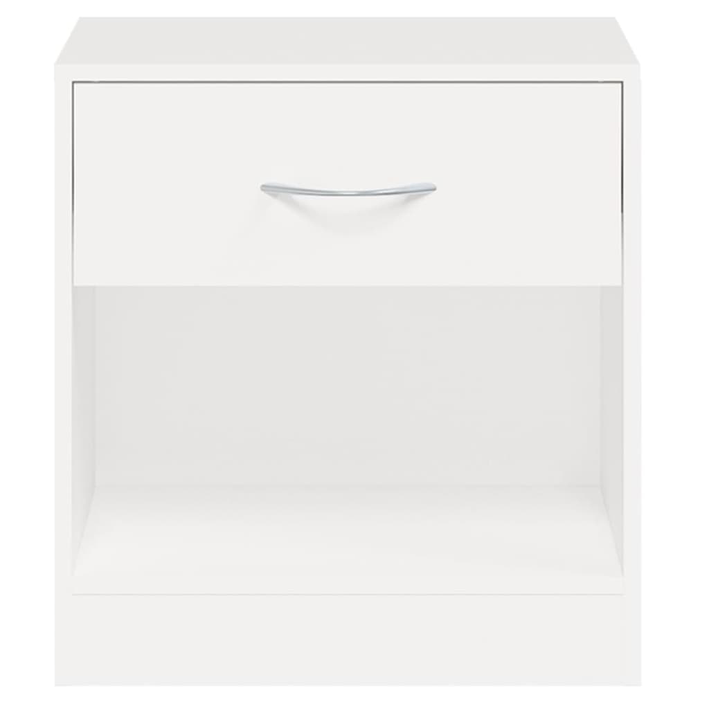 vidaXL Naktiniai staliukai, 2 vnt., su stalčiuku, baltos spalvos
