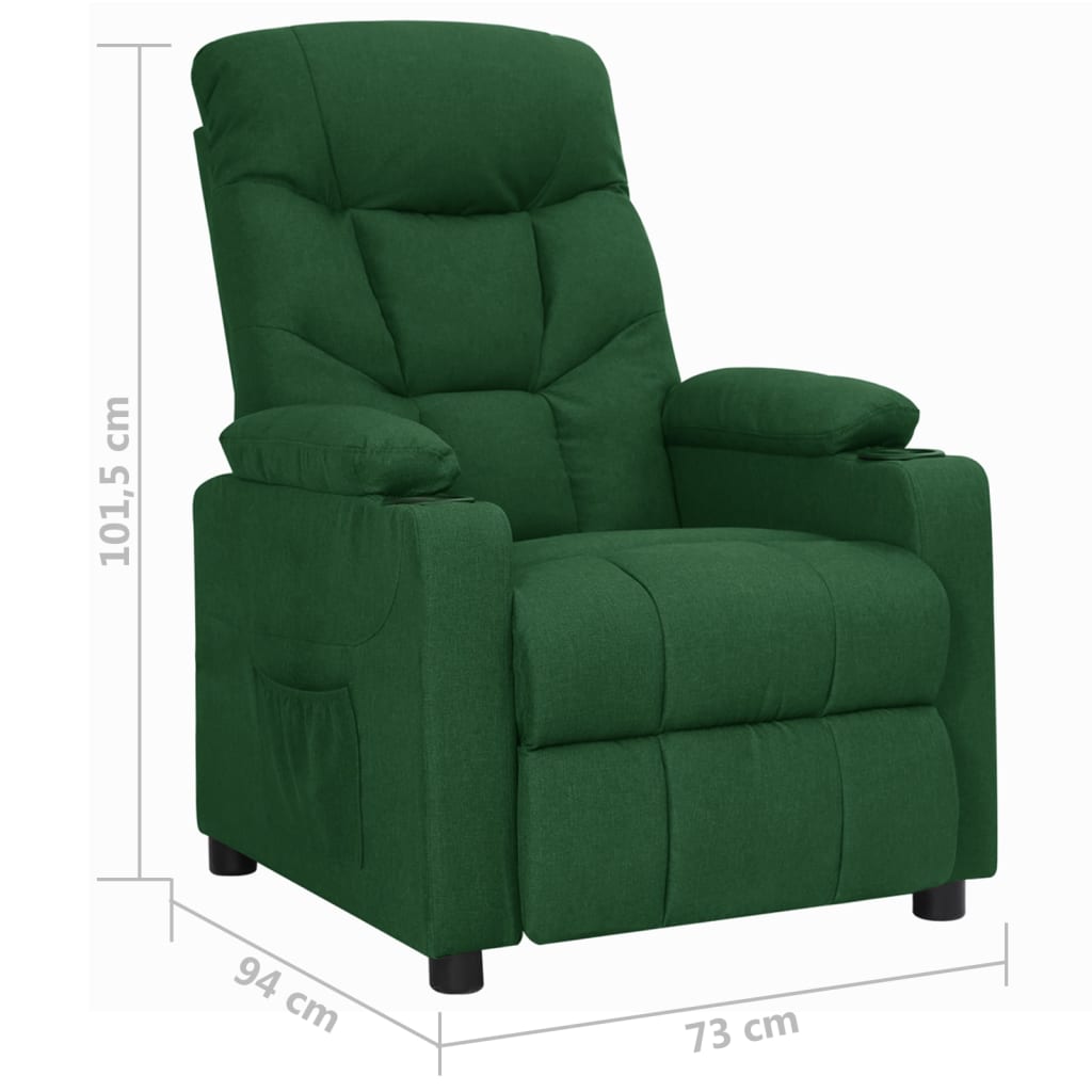 vidaXL Atlošiamas krėslas, tamsiai žalios spalvos, audinys