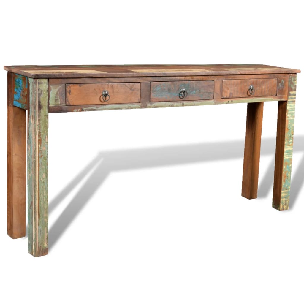 vidaXL Konsolinis staliukas su 3 stalčiais, perdirbta mediena