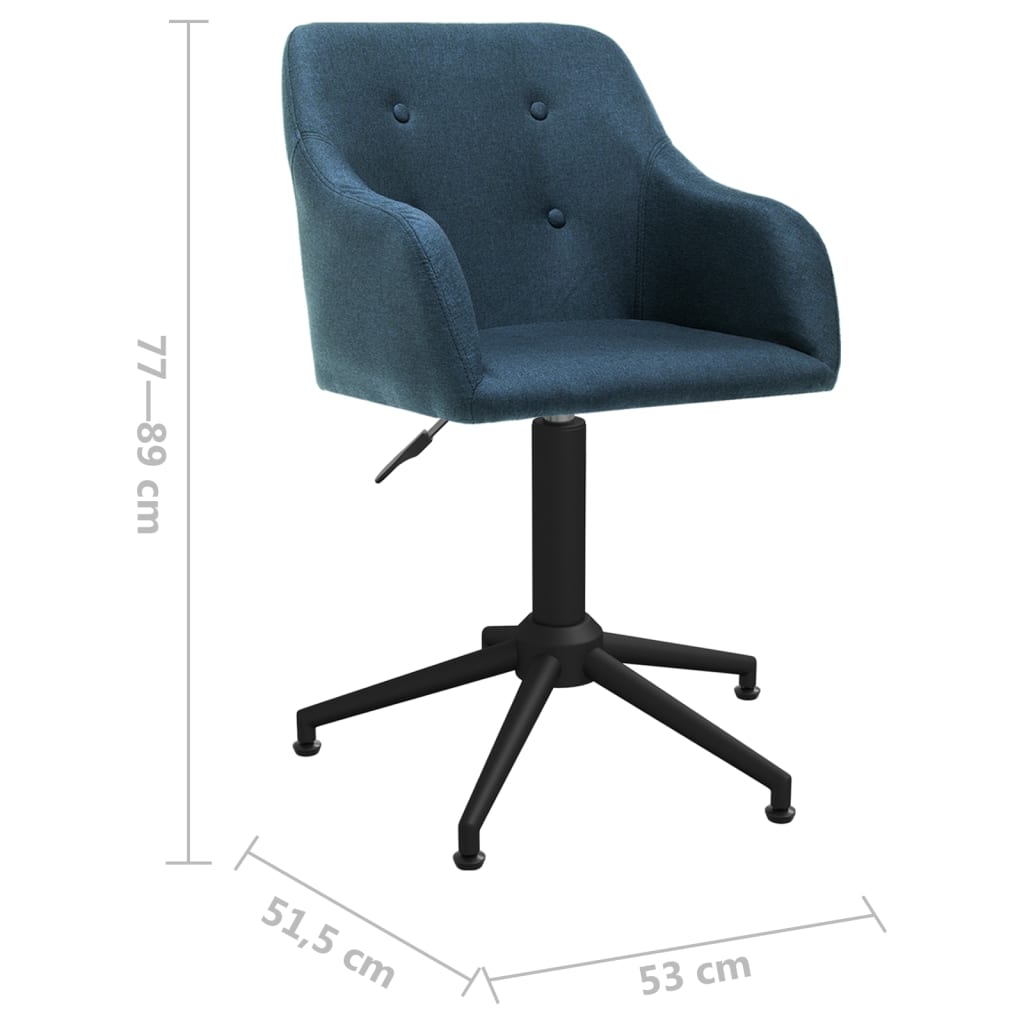 vidaXL Pasukamos valgomojo kėdės, 6vnt., mėlynos spalvos, audinys