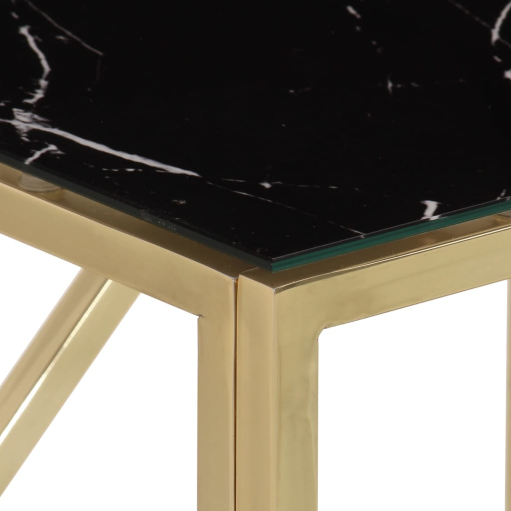 vidaXL Konsolinis staliukas, auksinis, plienas ir grūdintas stiklas