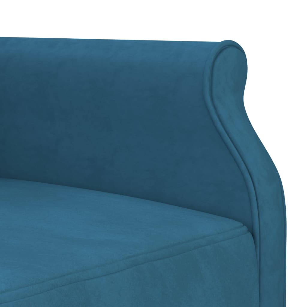 vidaXL L formos sofa-lova, mėlynos spalvos, 271x140x70cm, aksomas