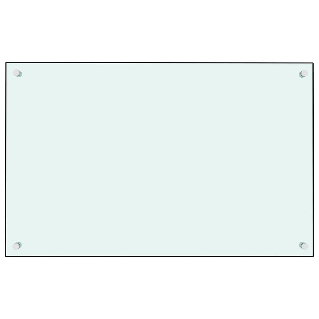 vidaXL Virtuvės sienelė, baltos spalvos, 80x50cm, grūdintas stiklas