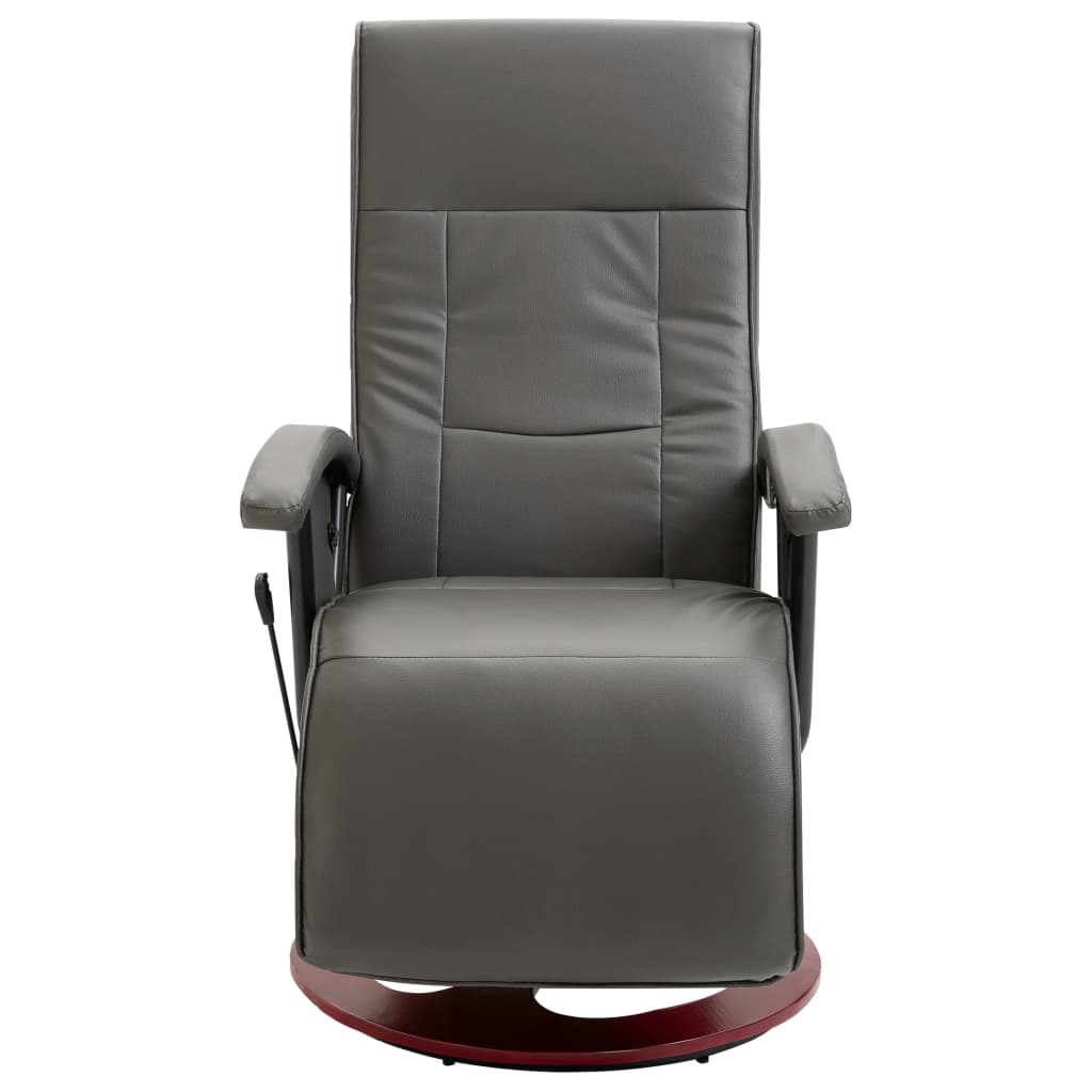 vidaXL TV krėslas, pilkos spalvos, dirbtinė oda, pasukamas