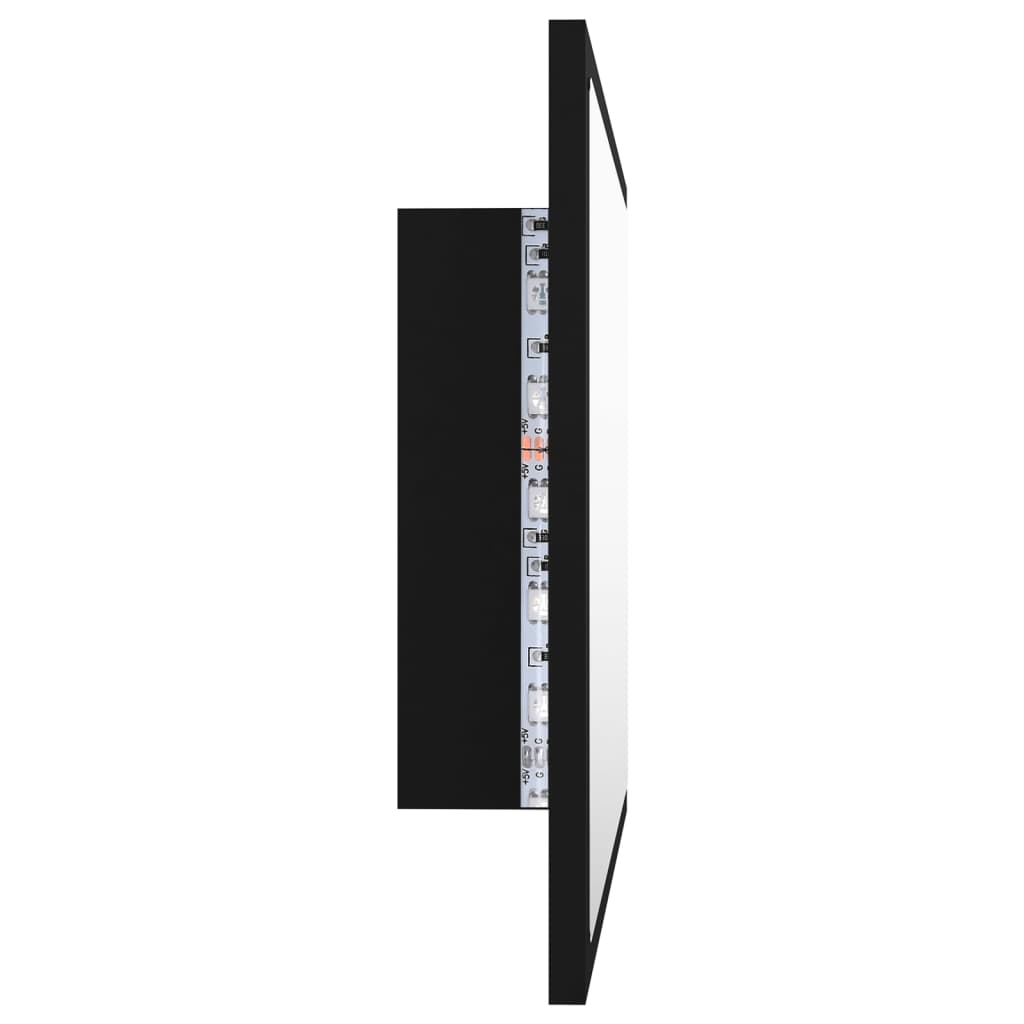 vidaXL Vonios kambario LED veidrodis, juodas, 60x8,5x37cm, akrilas