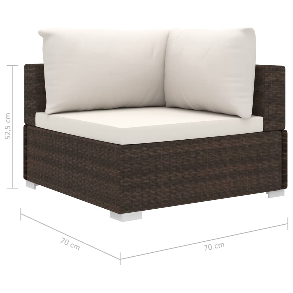 vidaXL Poilsio baldų komplektas su pagalvėmis, 9d., rudas, poliratanas