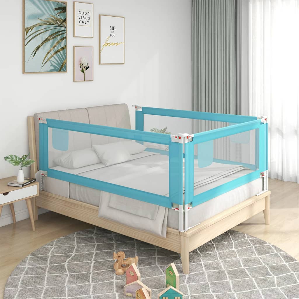 vidaXL Apsauginis turėklas vaiko lovai, mėlynas, 180x25cm, audinys