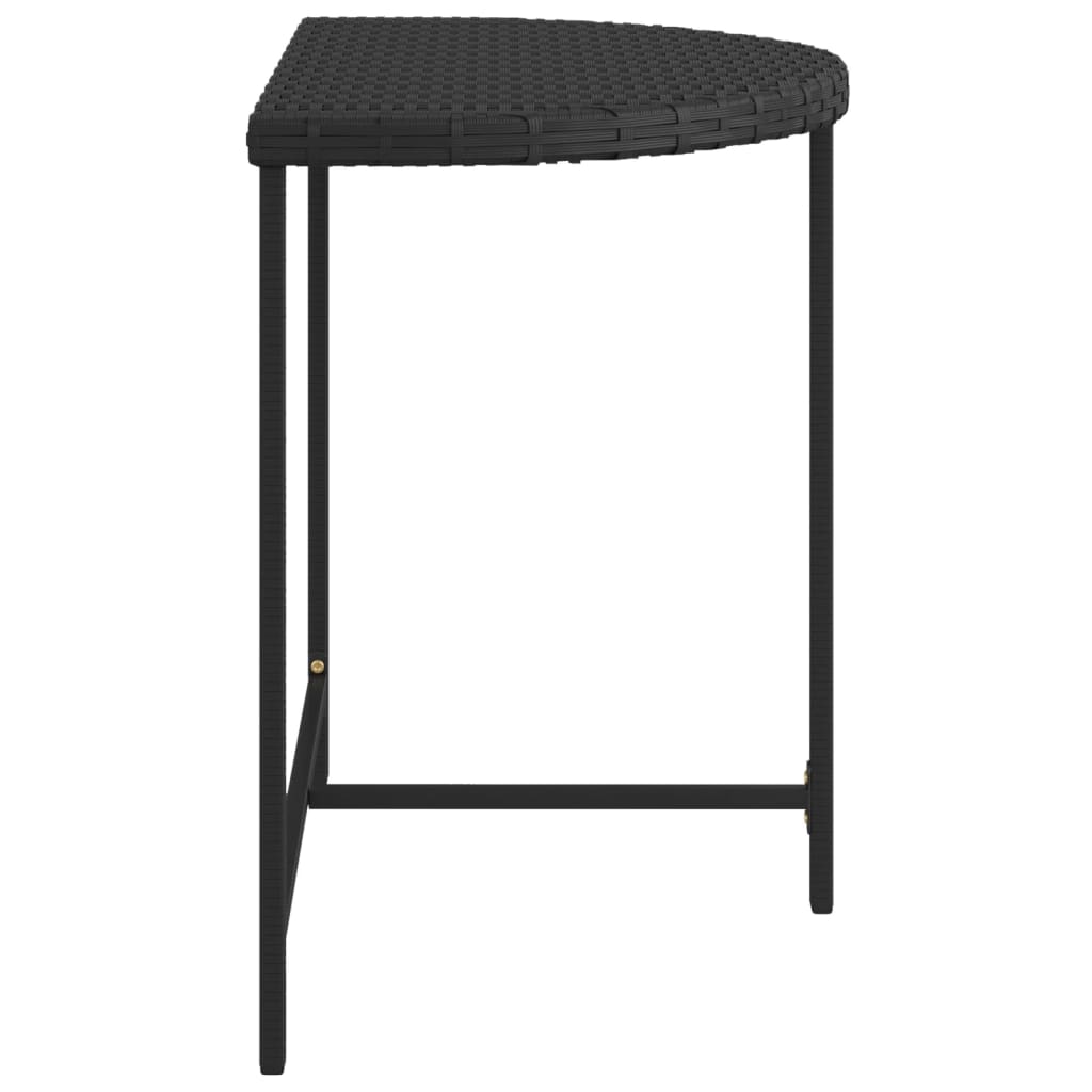 vidaXL Sodo stalas, juodos spalvos, 80x50x75cm, poliratanas