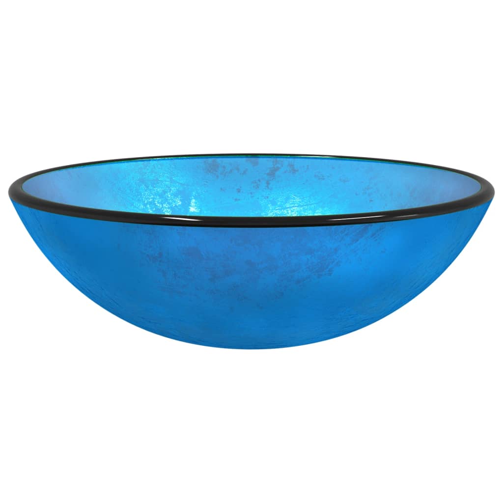 vidaXL Praustuvas, mėlynos spalvos, 42x14cm, grūdintas stiklas