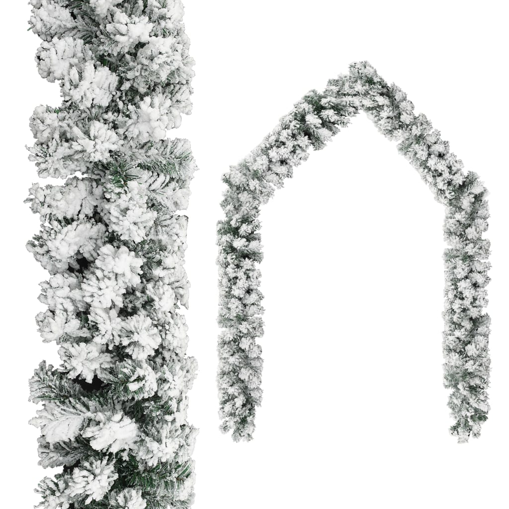vidaXL Kalėdinė girlianda, žalios spalvos, 20m, PVC, dengta sniegu