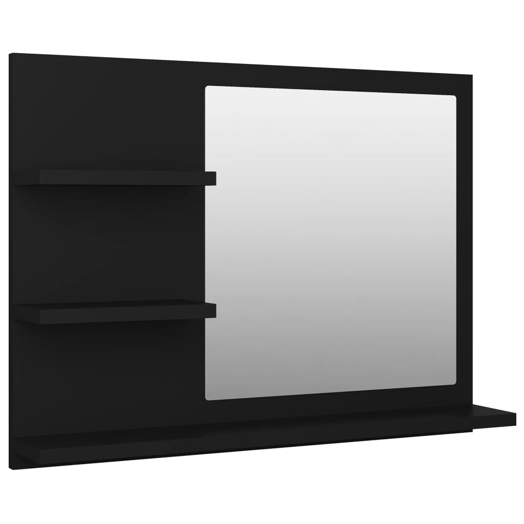 vidaXL Vonios kambario veidrodis, juodos spalvos, 60x10,5x45cm, MDP