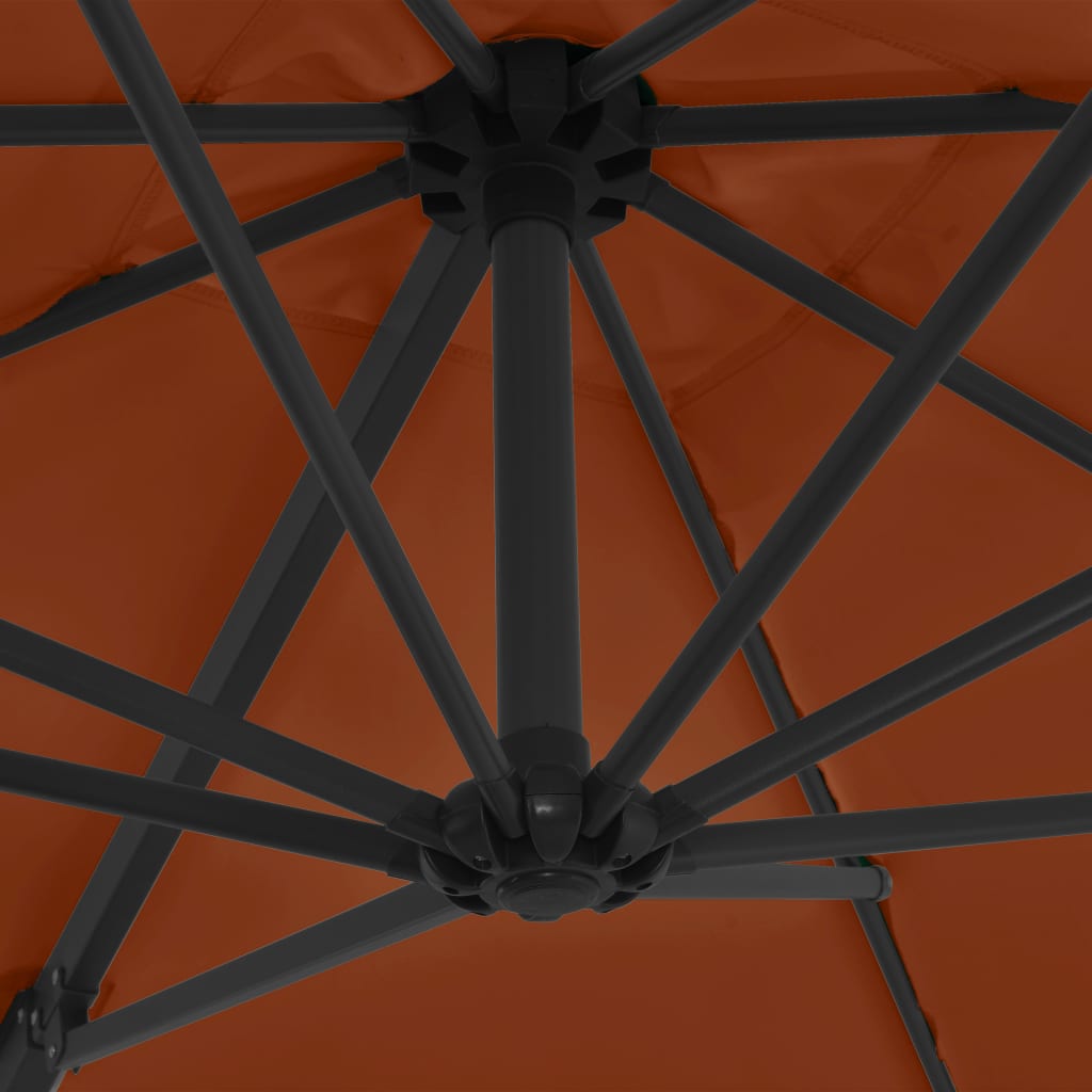 vidaXL Gembinis skėtis su plieniniu stulpu, terakota, 250x250cm