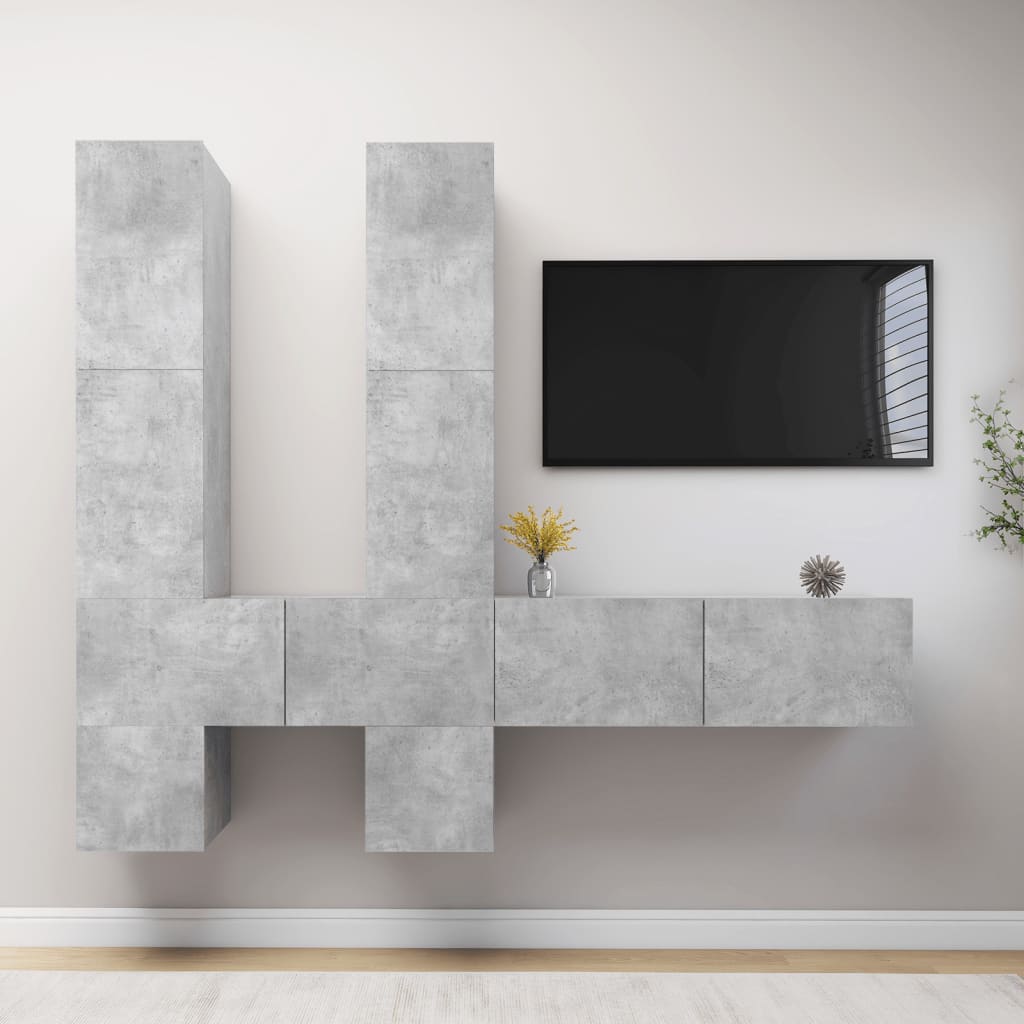 vidaXL Sieninė televizoriaus spintelė, betono pilka, apdirbta mediena