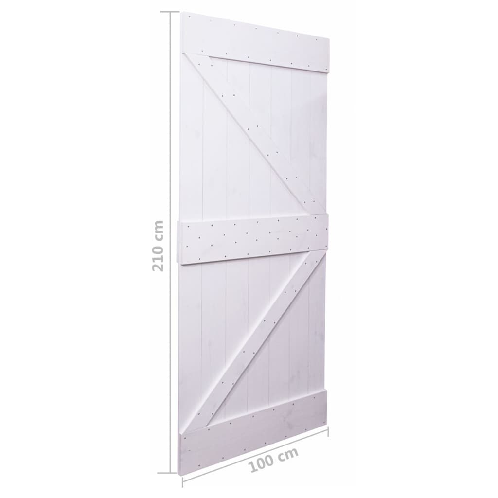 vidaXL Stumdomos durys su įrangos rinkiniu, baltos, 100x210cm, pušis