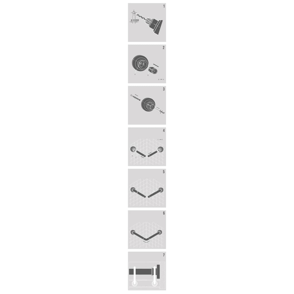 Sealskin Kampinio karnizo dušo užuolaidai rinkinys, baltas, 90x90cm
