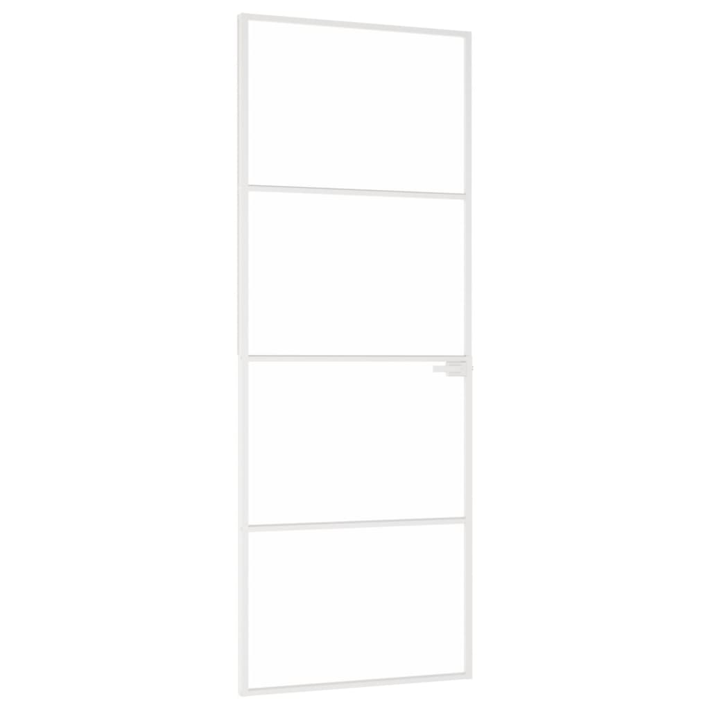 vidaXL Vidaus durys, baltos, 76x201,5cm, grūdintas stiklas/aliuminis