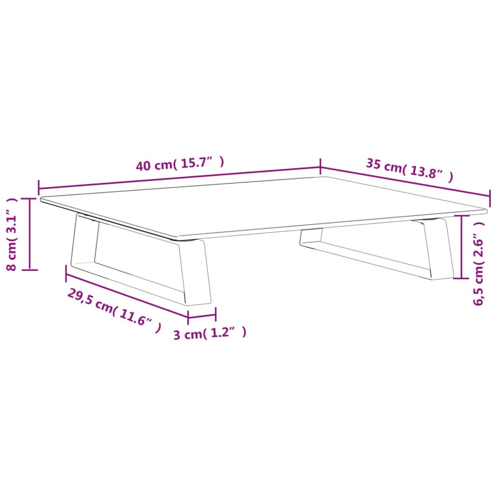 vidaXL Monitoriaus stovas, baltas, 40x35x8cm, stiklas ir metalas
