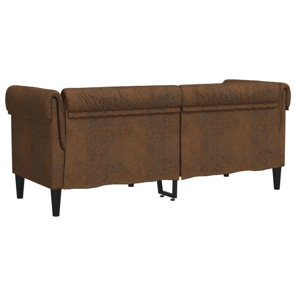 vidaXL Dvivietė chesterfield sofa, rudos spalvos, audinys