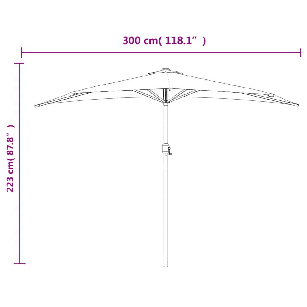vidaXL Balkono skėtis su aliuminiu stulpu, terakota, 300x155x223cm