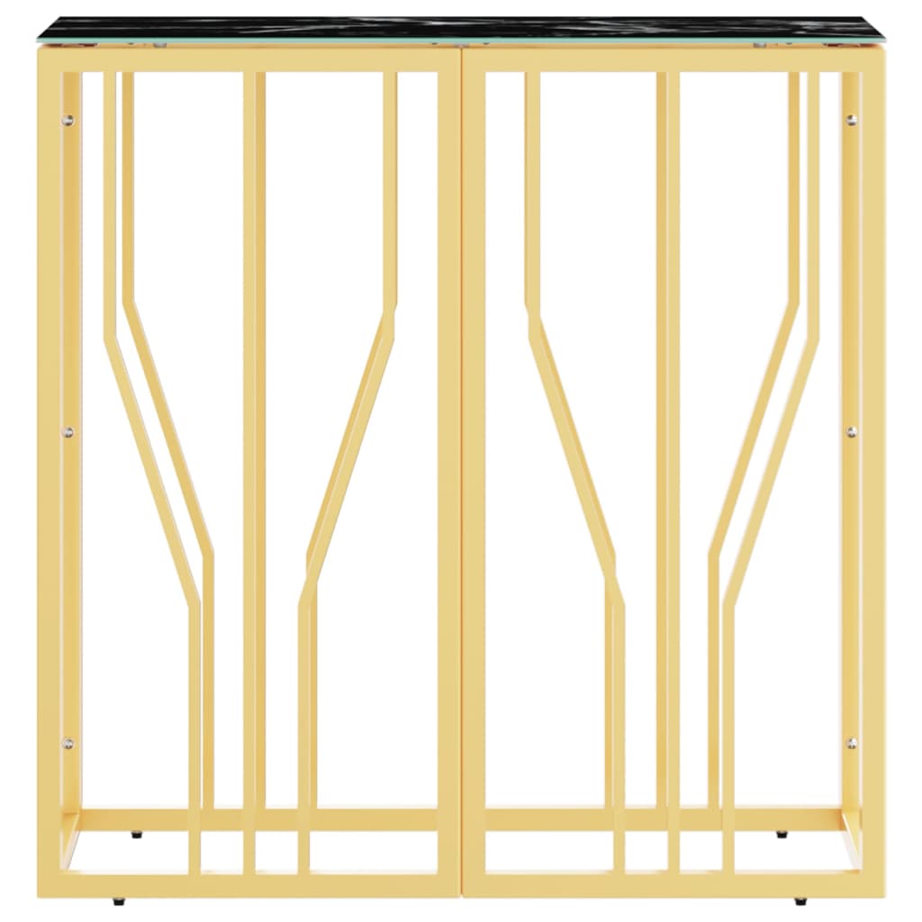 vidaXL Konsolinis staliukas, auksinis, 70x30x70cm, plienas ir stiklas
