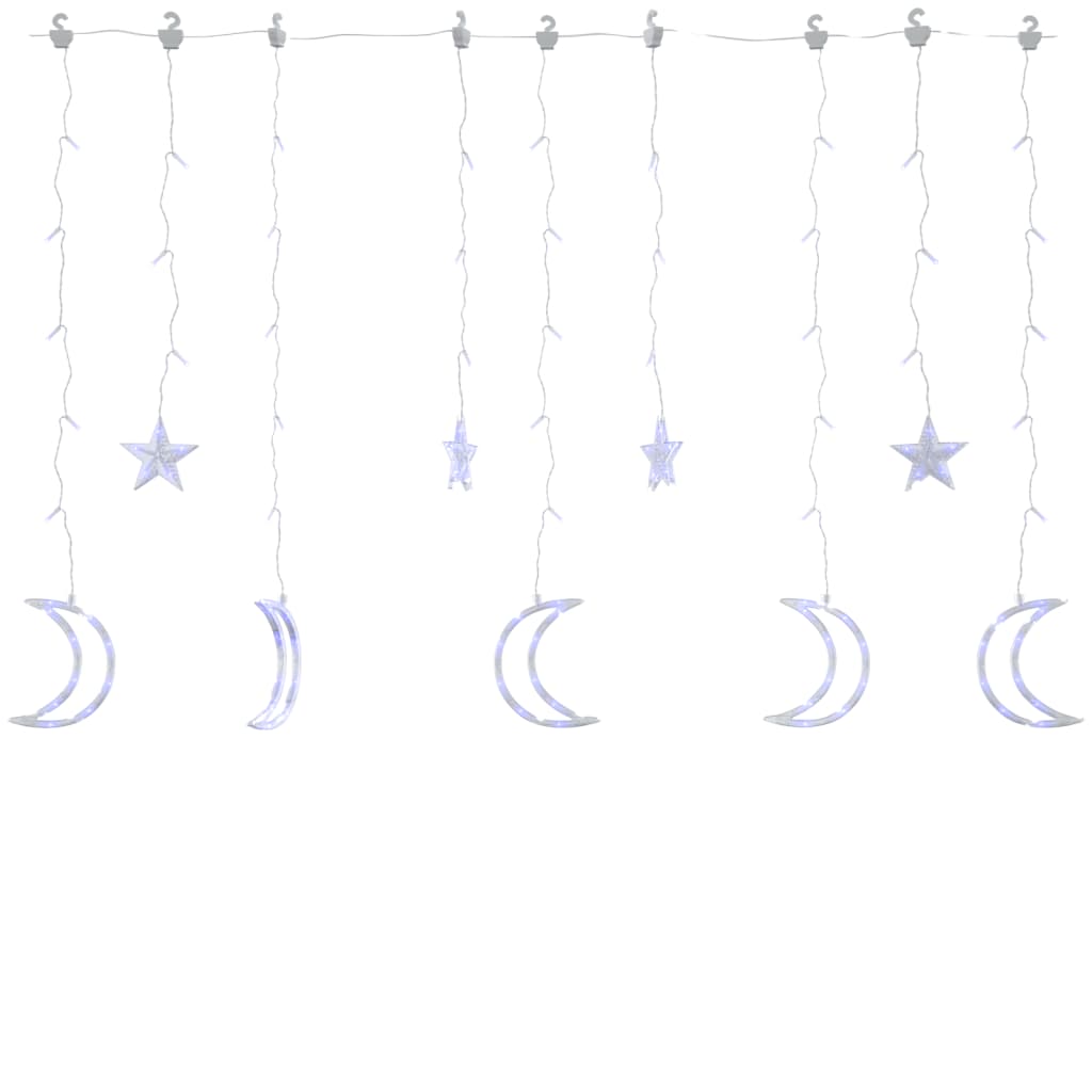 vidaXL Girlianda žvaigždės ir mėnuliai, 138 mėlynos LED lemputės