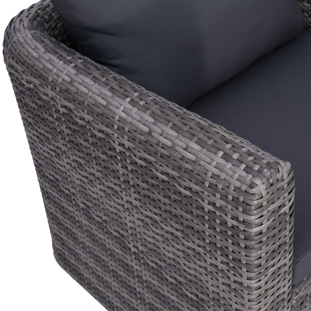 vidaXL Sodo kėdė su pagalvėlėmis, poliratanas, pilka